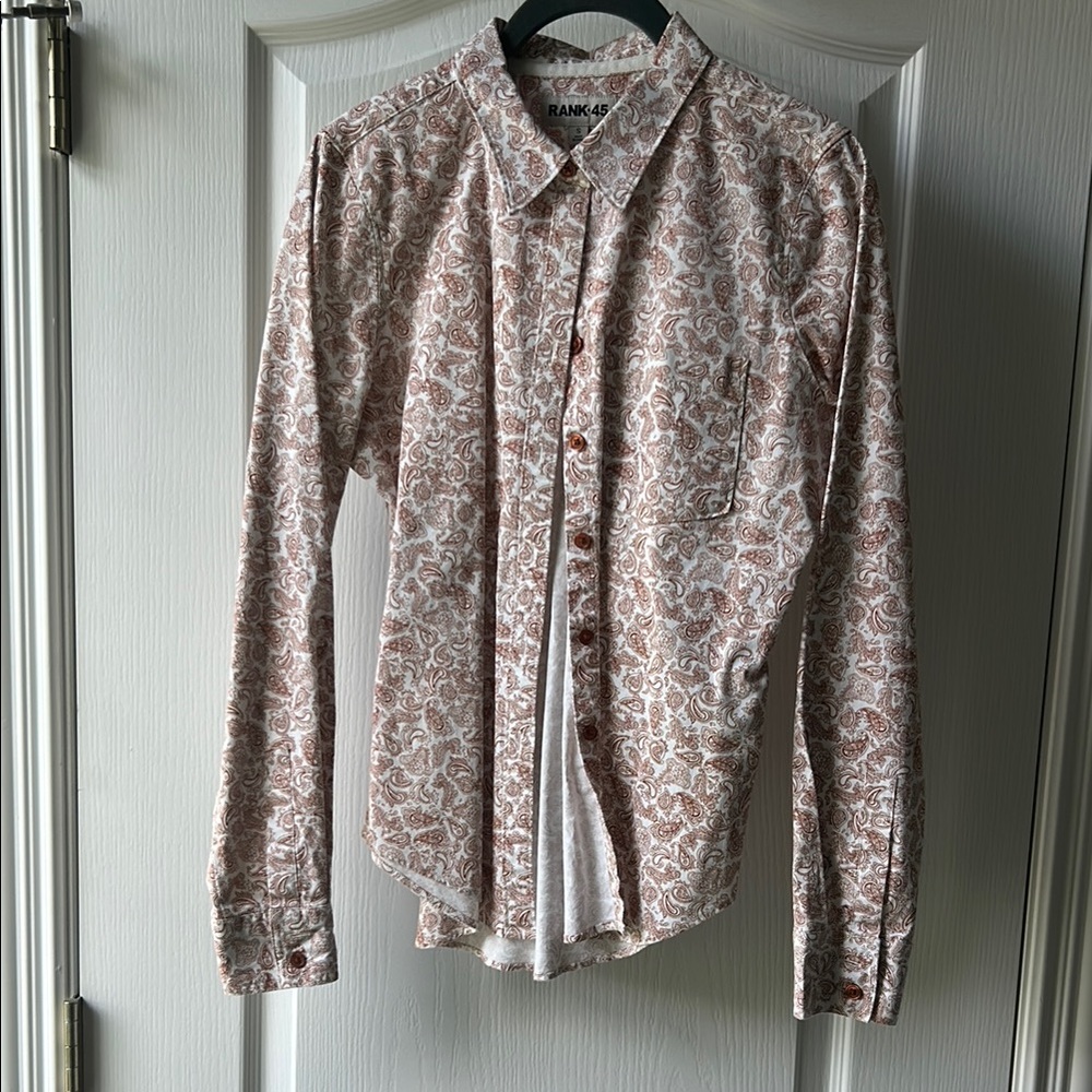 Rank 45 Women’s Long Sleeve Paisley Western Style Button Down Shirt